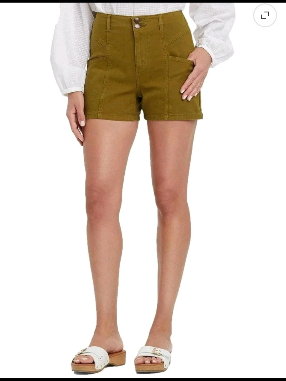 Universal Thread High-Waist Olive Shorts with Double Button